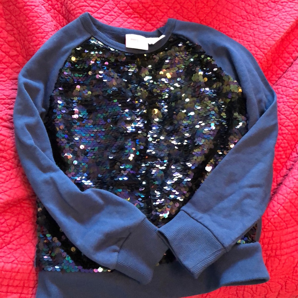 Girls sequin sweatshirt size medium- gorgeous blue